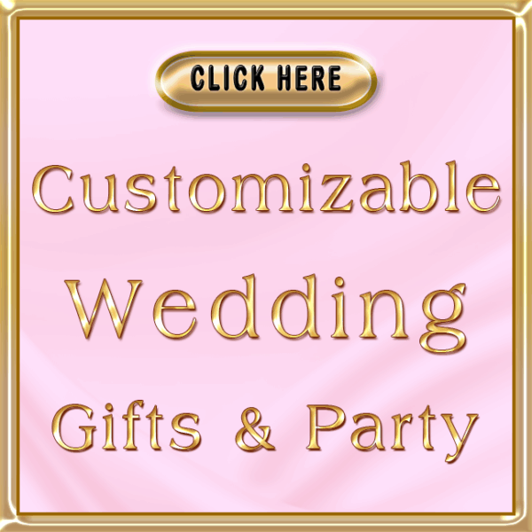 Customizable Wedding Gifts for Bride and Groom. Wedding party supplies.